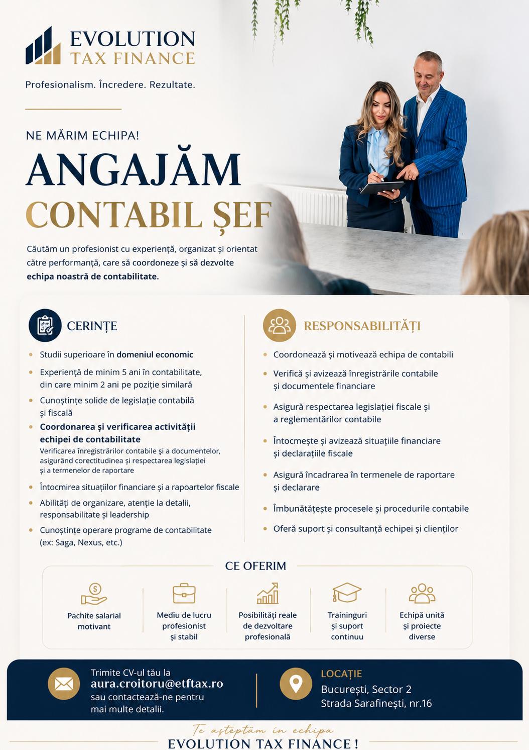 Angajăm Contabil Șef - Evolution Tax Finance